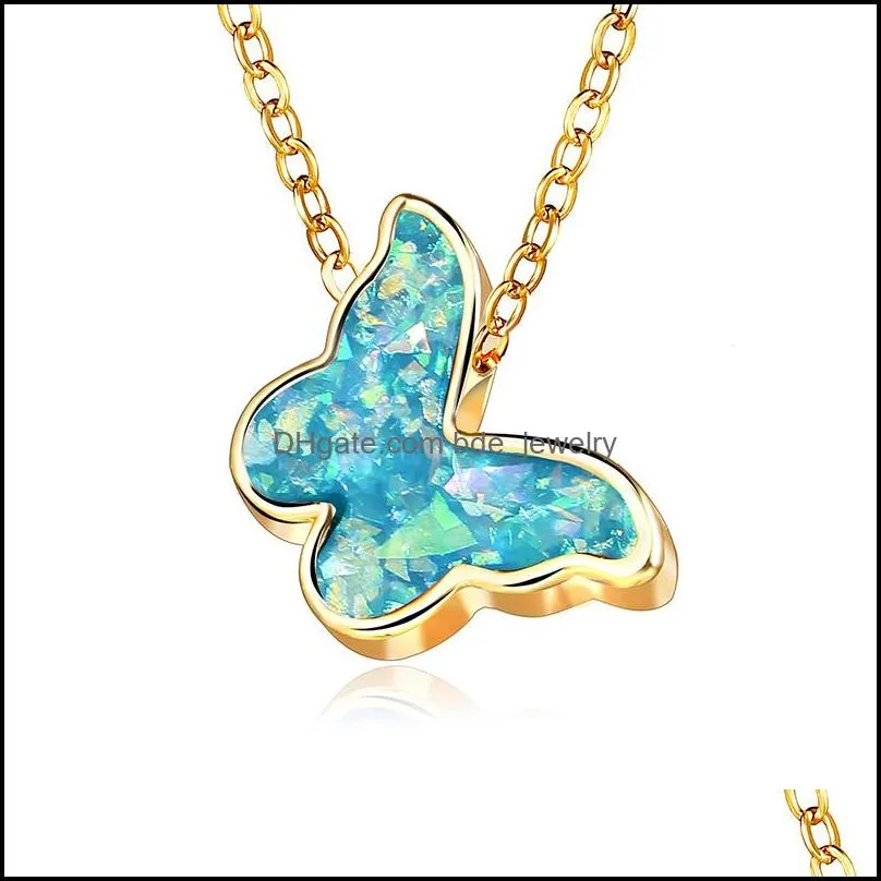 fashion colorful blue pink butterfly necklace women 2020 charm acrylic butterfly necklaces for women