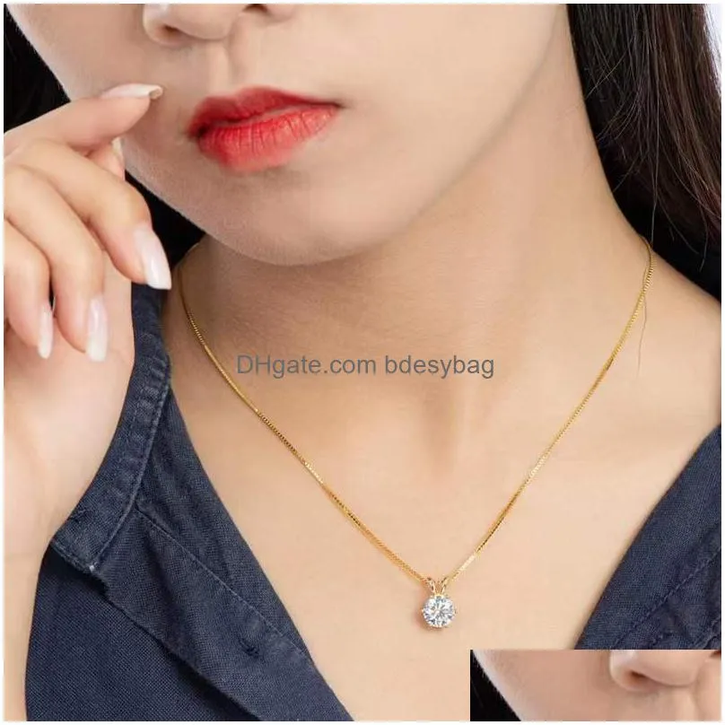 other trendy 1 d color moissanite necklace for women jewelry white gold plated 925 silver pendant giftother