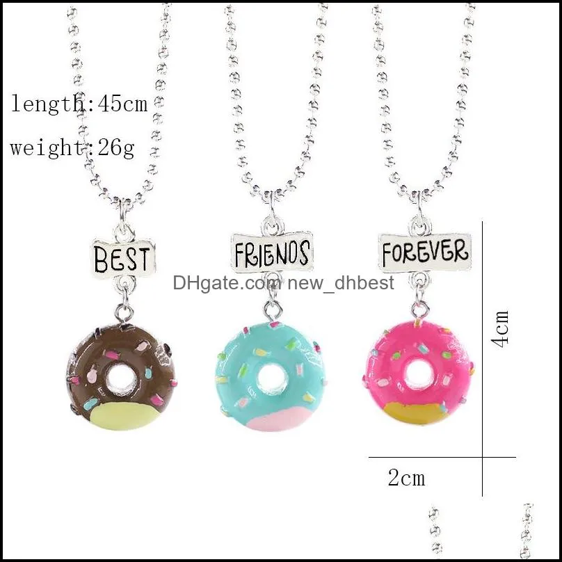  friends forever bff necklace for kids boys grils princess dog french fries burger donut pendant chains children friendship jewelry