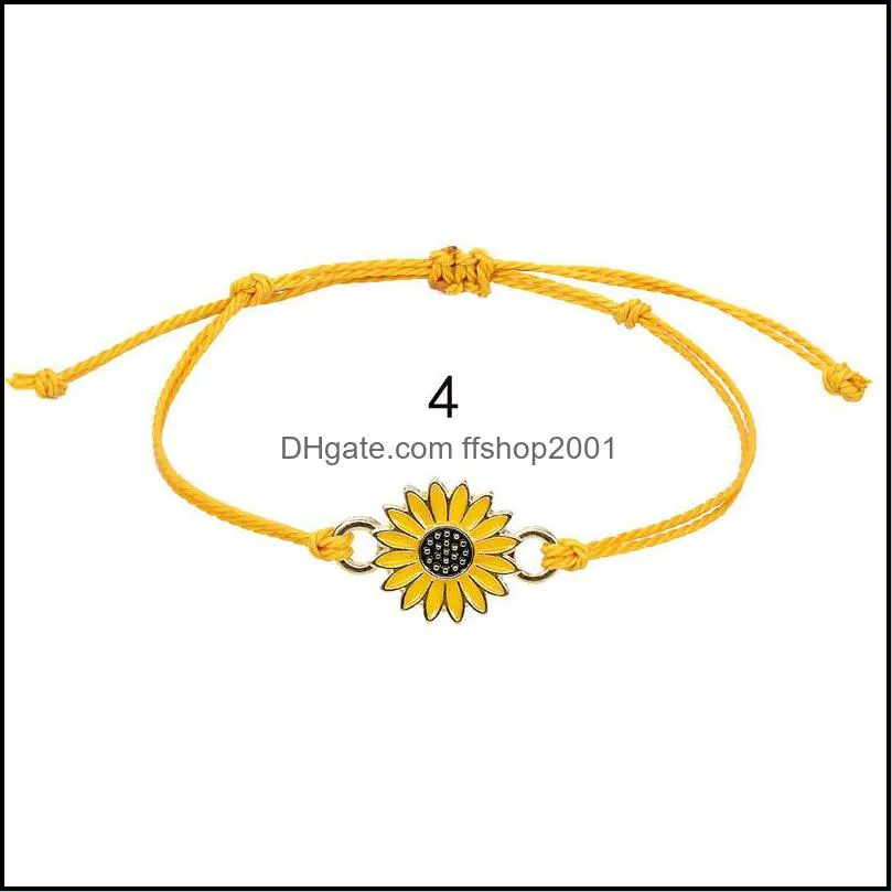 wave strand anklet bracelets for teen girls handmade sunflower adjustable braided bracelet friendship jewelry q542fz