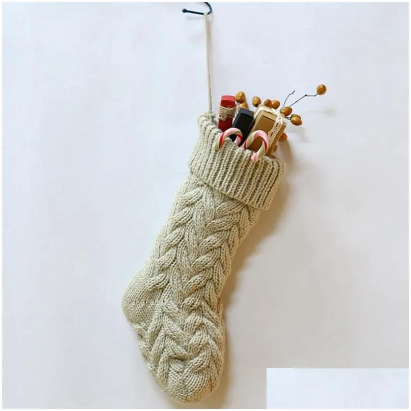christmas sock gift bag home knitted wool hanging bag decoration highgrade knitting xmas socks candy bag