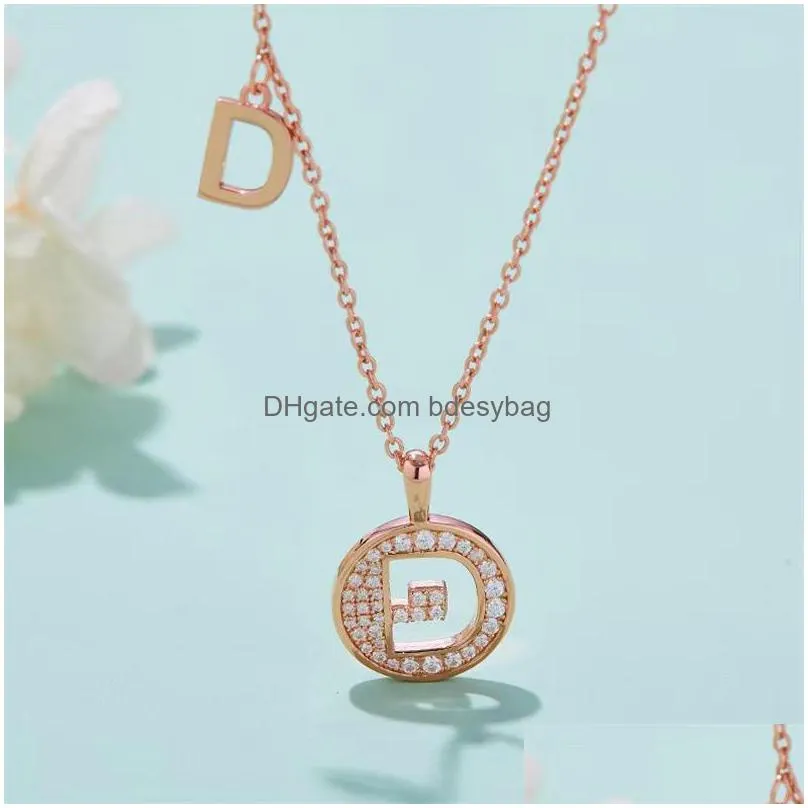 pendant necklaces initial necklace women 925 silver letter moissanite ins 2022 jewelry rose gold iced diamond alphabet collarespendant