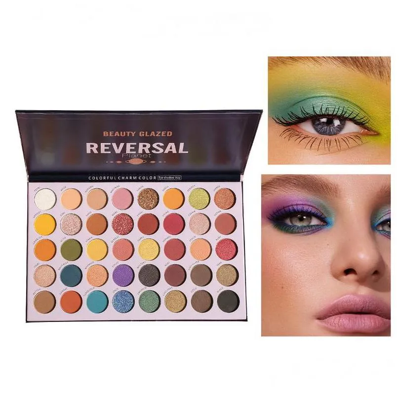 40 color eyeshadow palette beauty glazed reverse planet luminous matte brighten easy to wear metallic makeup eye shadow pallets