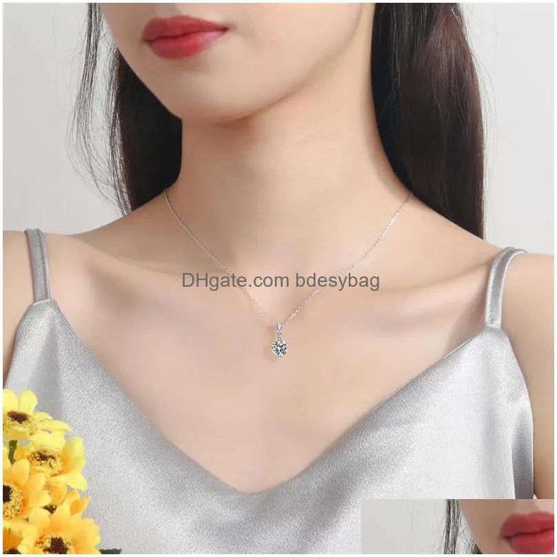 other trendy real 1 d color moissanite diamond necklace women jewelry 100 925 sterling silver clavicle with gra giftother otherother