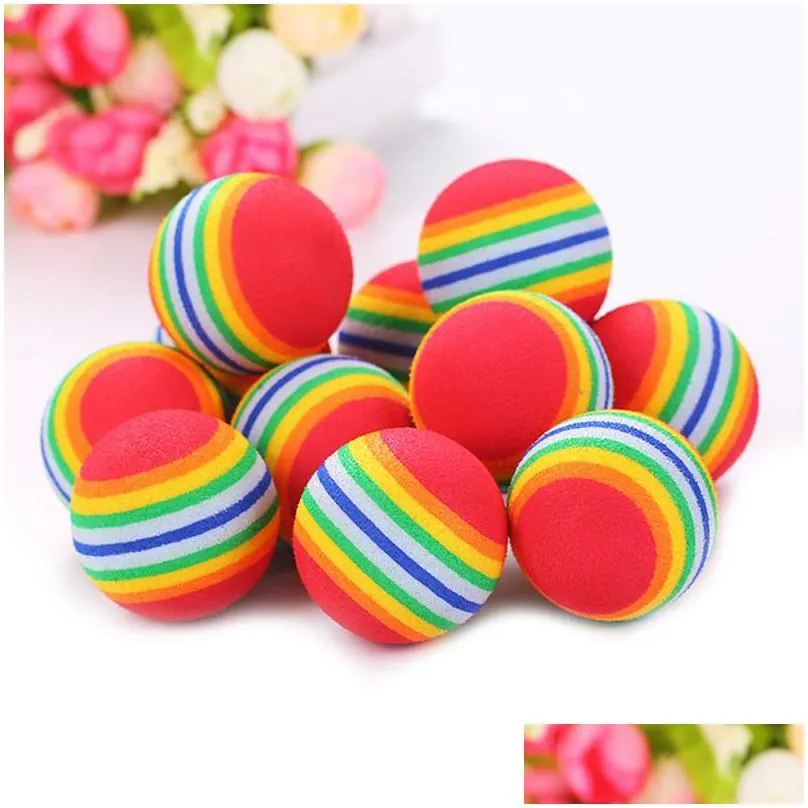 3.5cm rainbow colorful dog cat toy ball interactive kitten play chewing rattle scratch eva ball training pet supplies