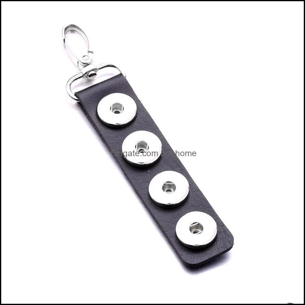 rectangle pu leather keychain jewelry 18mm snap buttons key pendant chain car bag snaps keyring