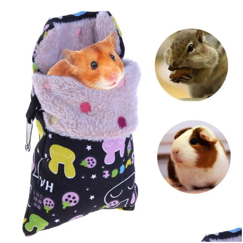 3 sizes cartoon winter short plush hamster sugar glider hammock squirrel hanging sleeping bed cage parrot nest small pet supply