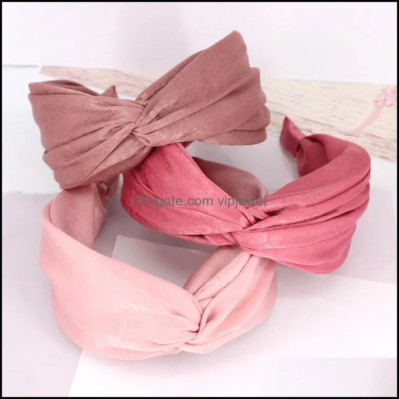 fashion wide ladies female knot headbands for girls simple solid color cloth hairbands hair hoop women adult hairs accessories