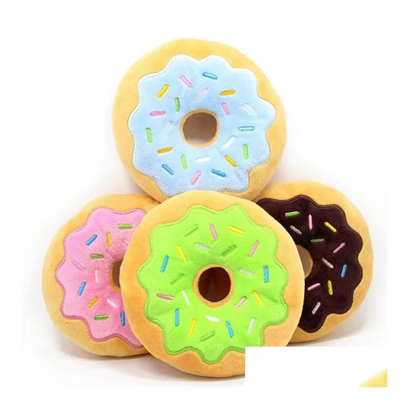 pet chew plush donut play toys lovely pet dog puppy cat tugging chew squeaker quack sound toy chew donut play toys