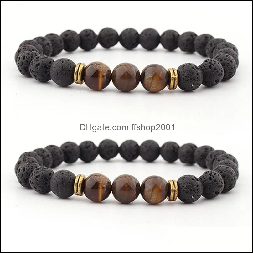 natural volcanic lava stone bracelets tiger eye bangle essential oil diffuser bracelet for women men fashion jewelry h539f