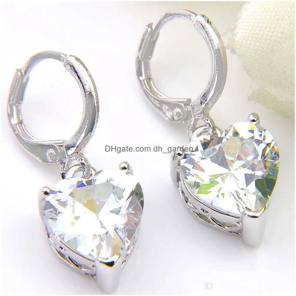 2019 est jewelry colorful heartshaped morganite peridot garnet earrings silver for women gift cz zircon hoop earrings 