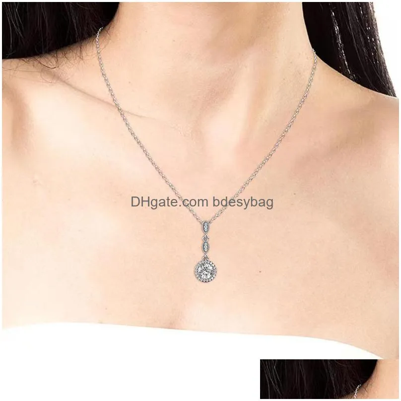 pendant necklaces trendy 925 sterling silver 1ct d color vvs1 moissanite necklace for women jewelry diamond test pass birthday giftpendant