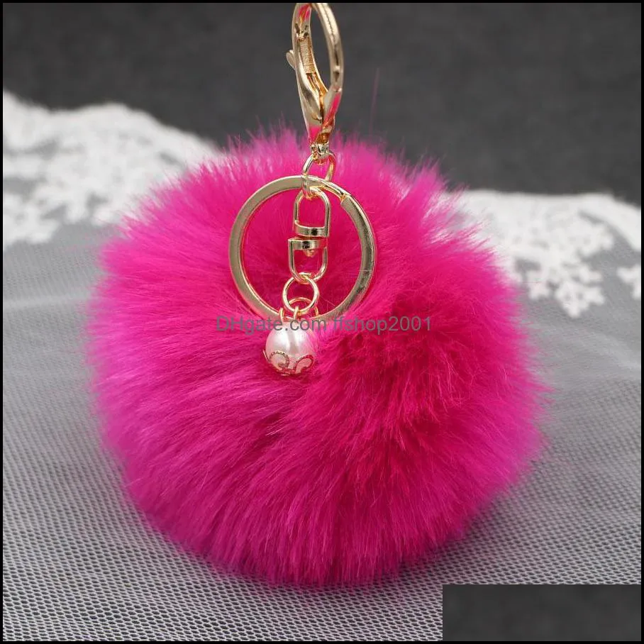 22 styles cute key rings nice variety 8cm pompom keychain high quality bag pendant keyring women fashion jewelry gifts p61fa