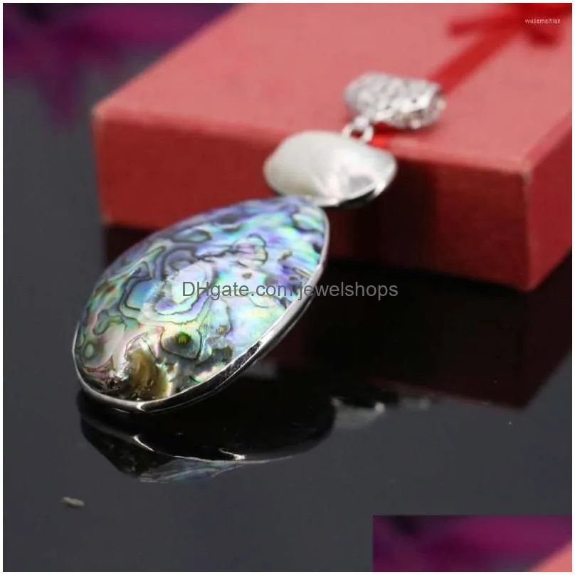 pendant necklaces 40 52mm natural abalone sea shells colours paua shell beads stone stripe decoration jewelry making design gift women