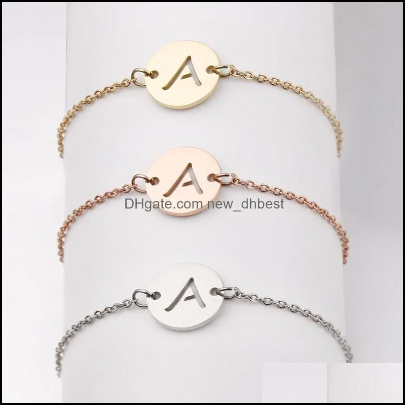 stainless steel bracelet tiny az 26 letter initial bracelet for women men jewelry wholesale