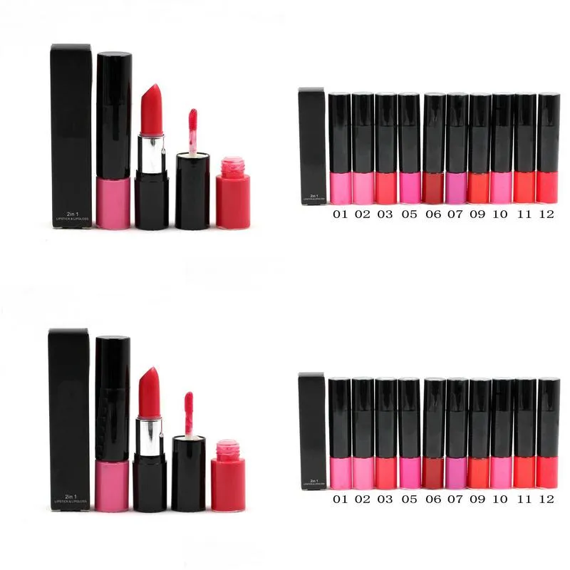 2 in 1 lipstick and lipgloss makeup rouge a levre nutritious easy to wear 10 color lips beauty