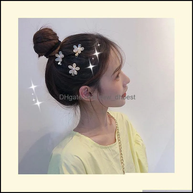 korean fashion hair accessories cute barrette flower imitation pearls hair clip kawaii hairpin floral crystal hairclip clips for