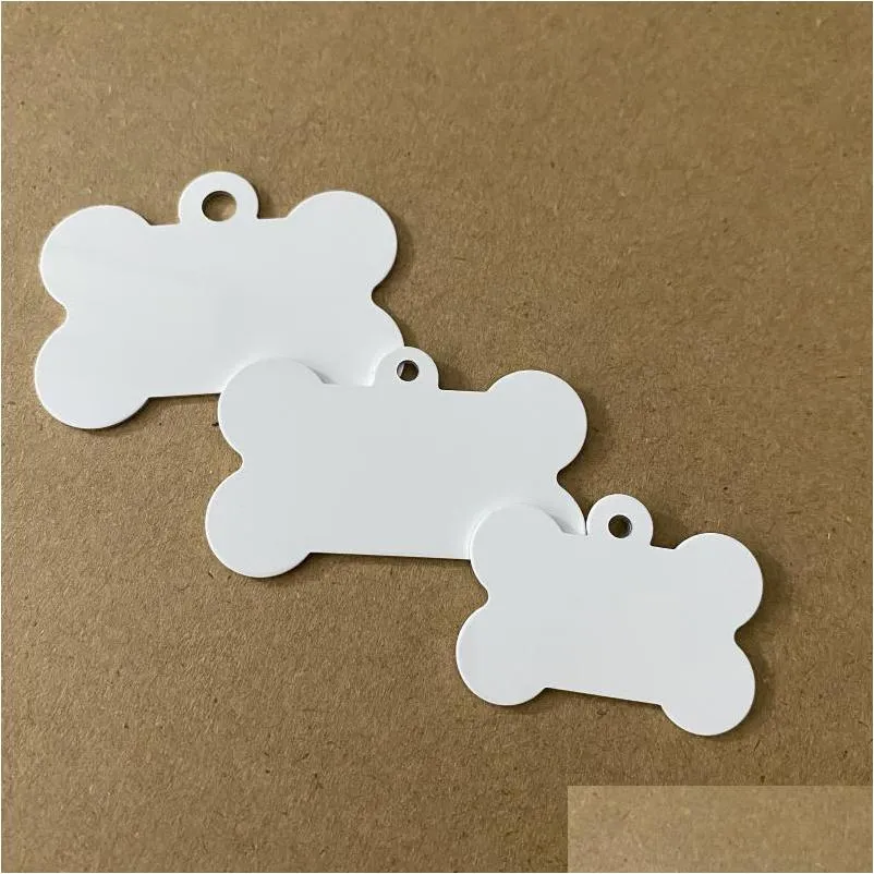 dog tag id card 50pcs wholesale diy metal aluminum sublimation tag pet name pendant both white plates