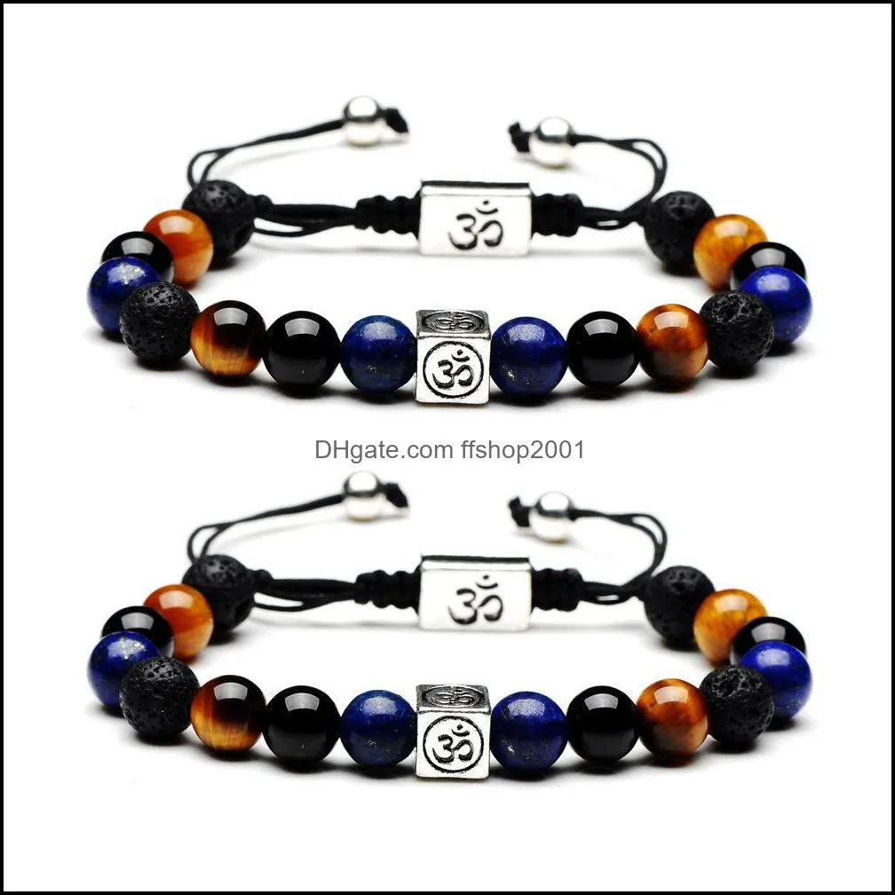 yoga beads bracelet for women men handmade natural stone beaded bracelets braided rope bangle fashion jewelry m189r f