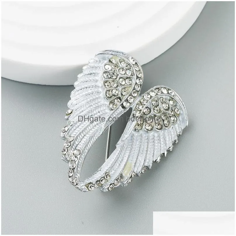 fashion jewelry retro angel wing brooch inlaid rhinestone brooches