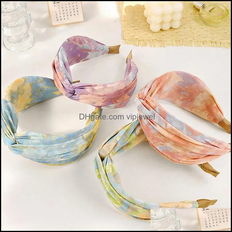 classic vintage headbands tiedye big knotted hairband headband fashion women print hoop hair accessories