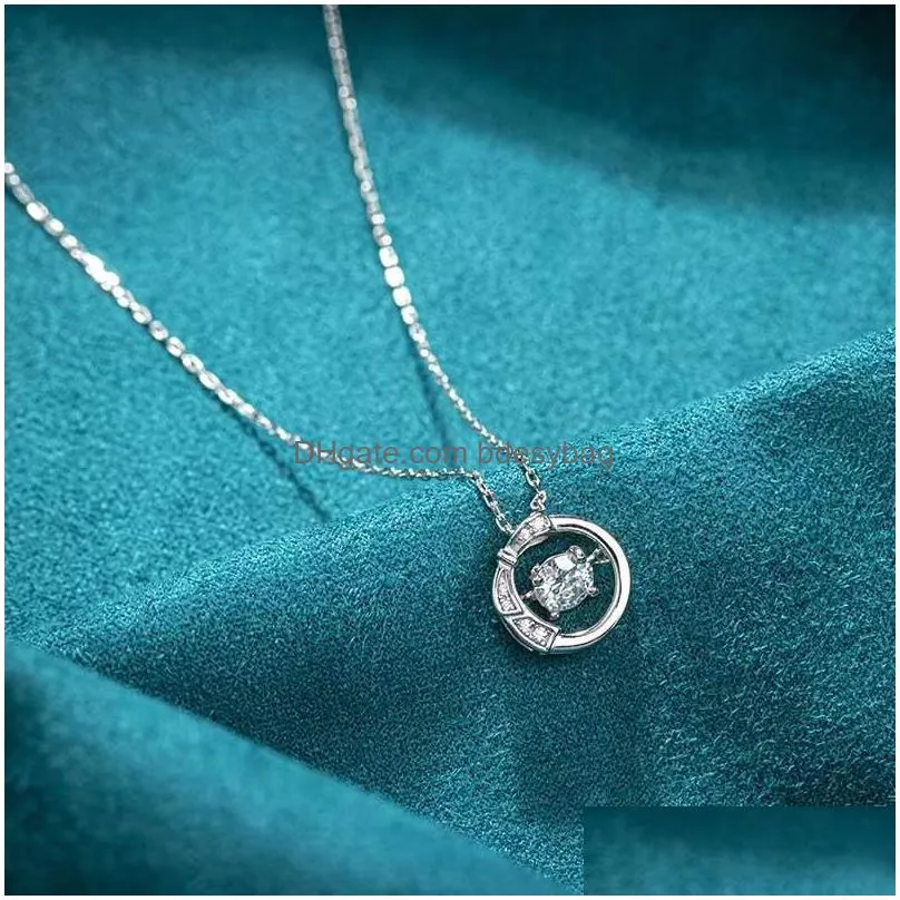 other trendy 1 d color moissanite necklace women jewelry white gold plated 925 silver geometric gra vvs giftother