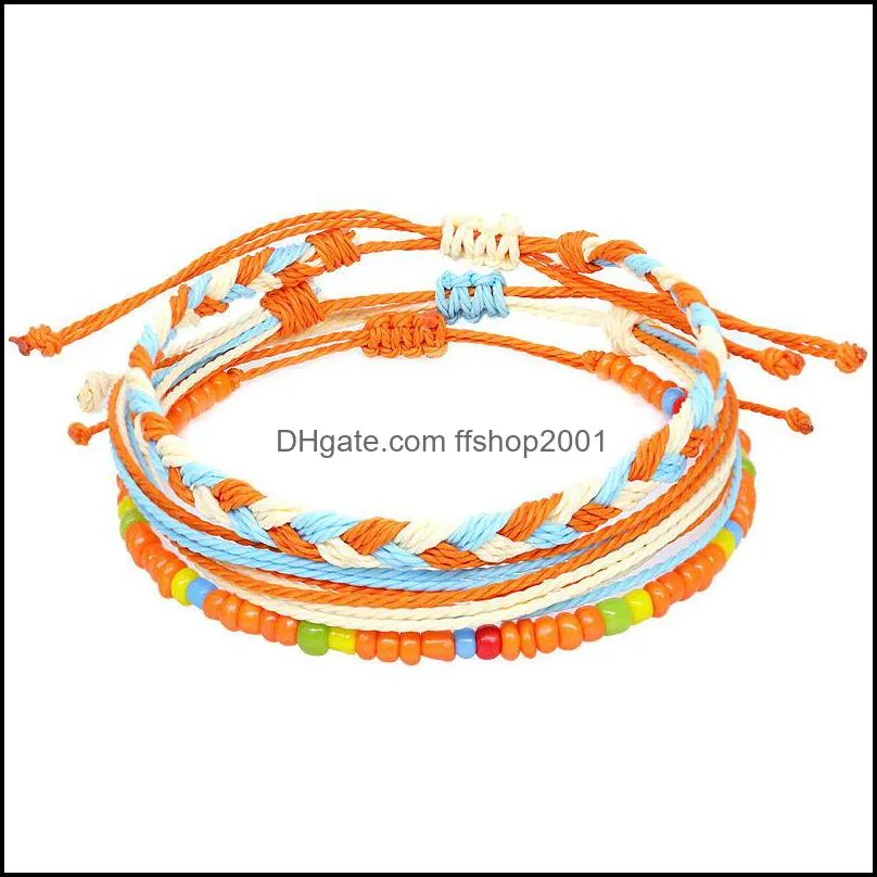 beaded string bracelets charm boho braided bracelet set adjustable waterproof beach jewelry for women teen girls q556fz