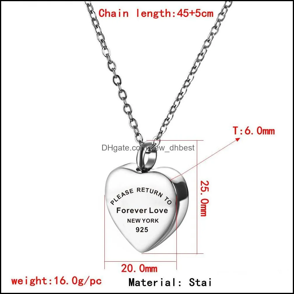 heart memory necklace for women please return to forever love stainless steel necklace ashes urn jewelry