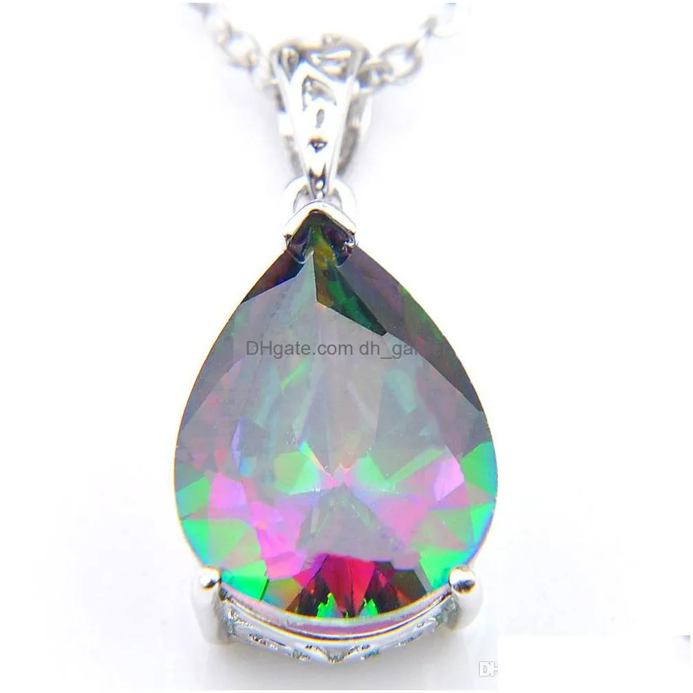 10 pcs acessories for jewelry rainbow natural mystic topaz pendants 925 silver women crystal zircon necklaces pendant christmas gift