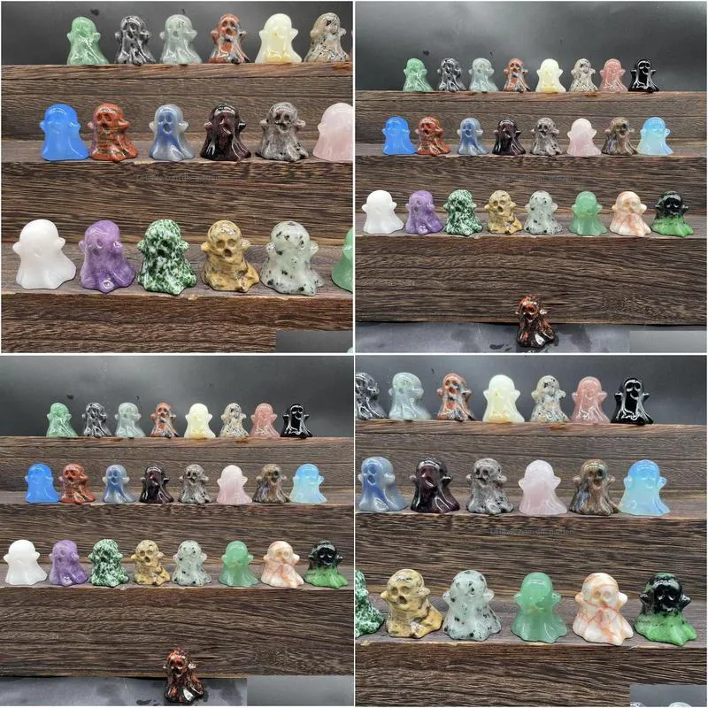 3cm natural healing crystals stone ghost statue reiki energy chakra gemstone quartz animal statue home decoration