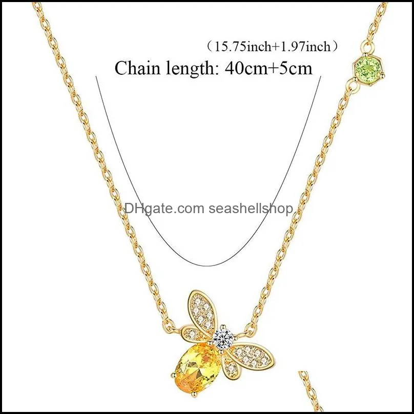 fashion yellow crystal honey bee pendent necklace crystal bracelets rings earrings jewelry set for women friends lover gift party