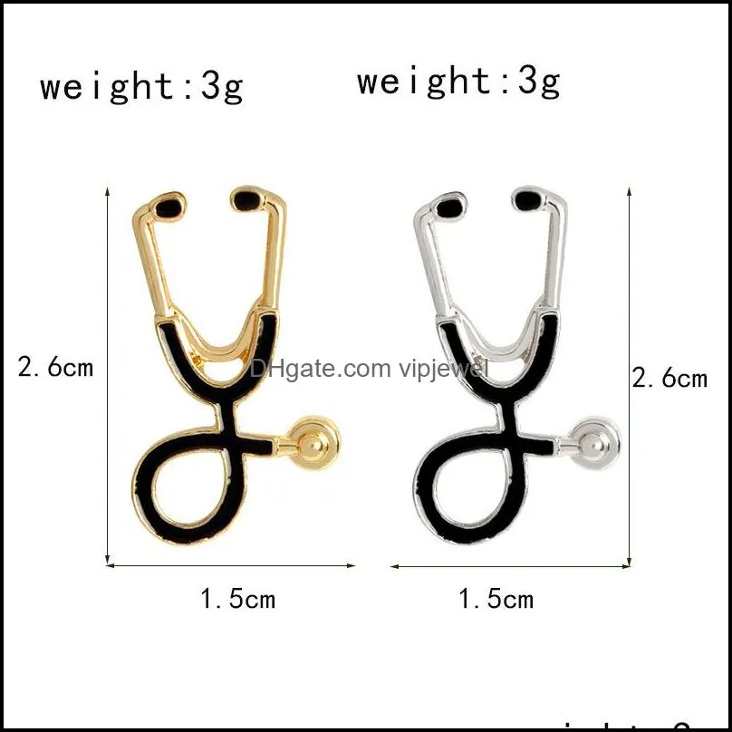 fashion 2 color stethoscope brooch pins nurse jewelry silver gold medical jewelry doctor nurse gift medical school graduation