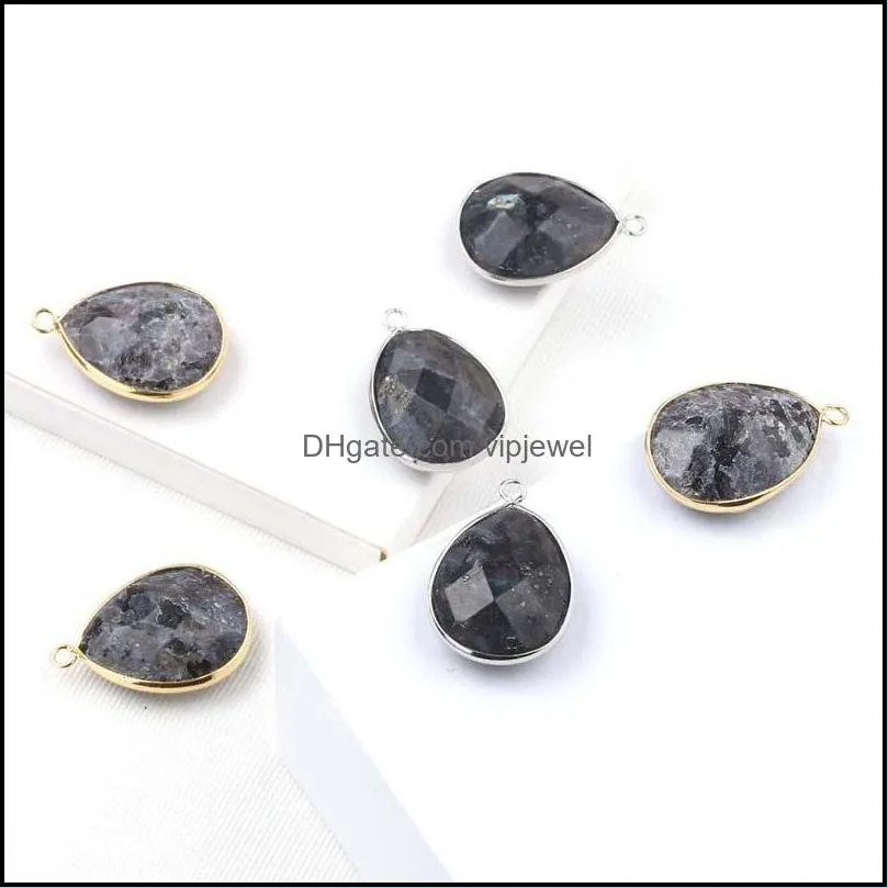 2019 natural black flash stone charm handmade pendant for necklace charms jewelry making accessories diy
