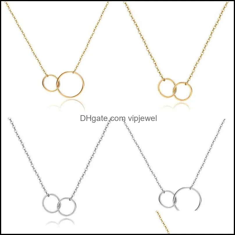 2020 simple double circle pendant necklace for women girl number 8 design charm gold silver copper chain necklaces fashion jewelry