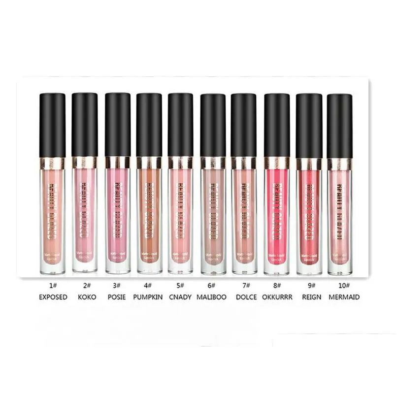 liquid matte lipstick gloss non stick up full color10 different colors longlasting waterproof easy to wear beauty glazed lips base