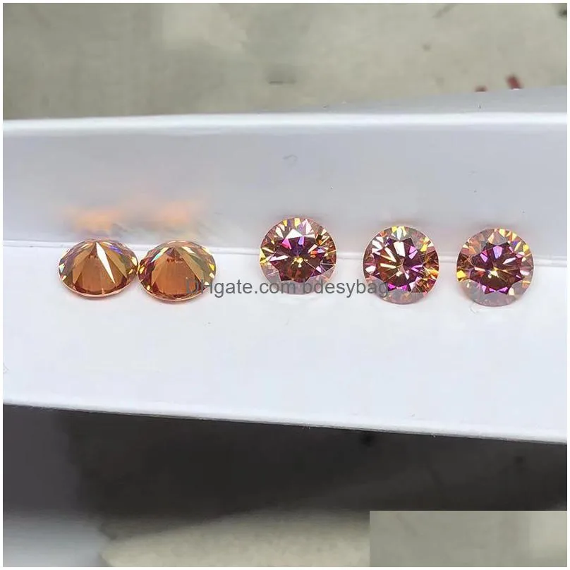 other orange red color vvs1 round cut moissanite loose stones 8 heart arrow diamond test pass gemstone for diy jewelryother otherother