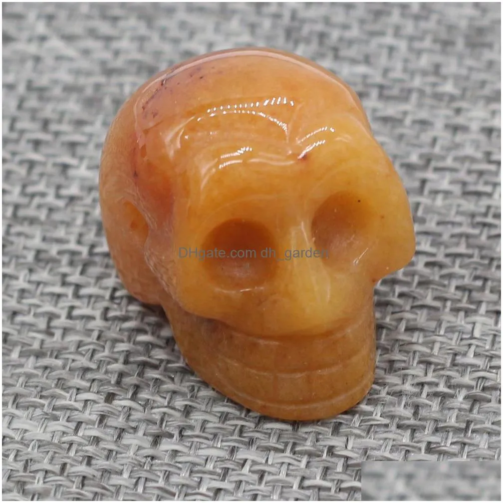 crystal skull figurine carved skeleton stone statue raw reiki healing energy gemstone ornaments home decor halloween gift 20x30x25mm