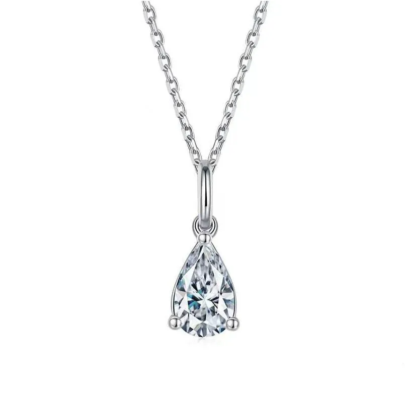 other trendy 1 d color vvs1 pear cut moissanite penant necklace 925 sterling silver gra charm birthday giftother
