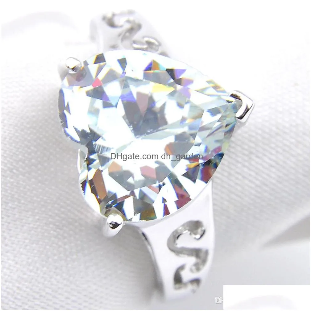 quality 925 silver wedding rings cut heart white topaz gems for women fashion engagement gift jewelry rings