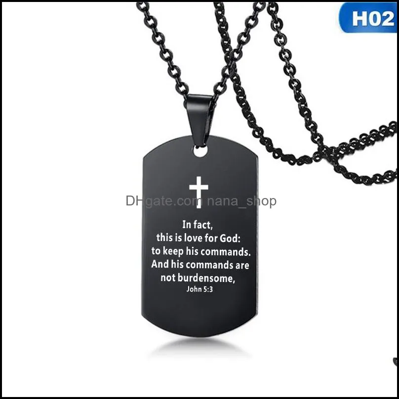 men stainless steel cross necklace bible verse prayer dog tag pendant necklace serenity prayer christian jewelry