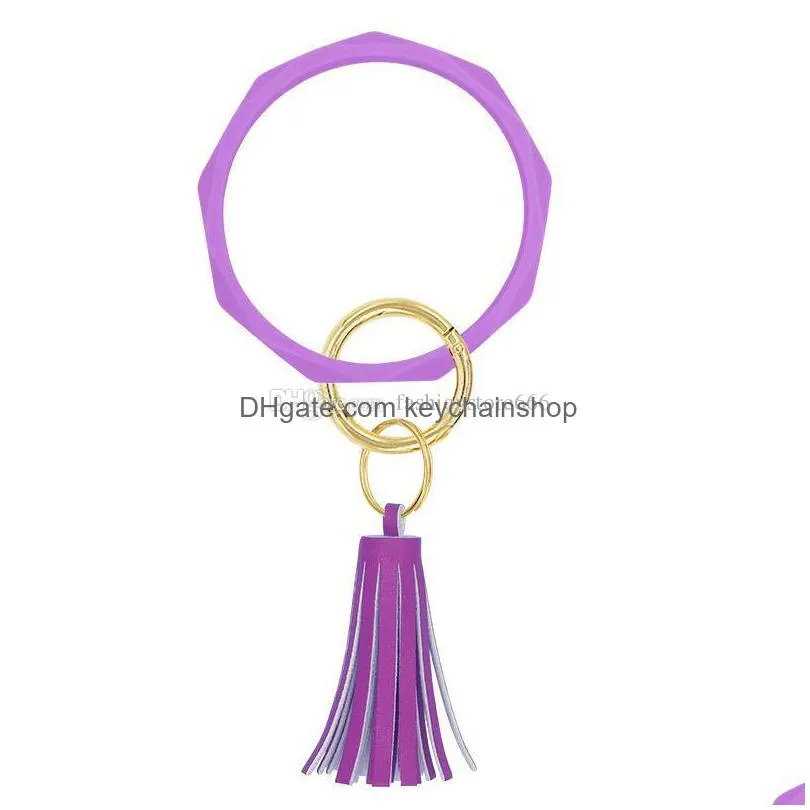 2020 women diamond silicone bracelets keychain 17 styles wristlet tassel key ring bracelet bangle fashion keychain girl party gift