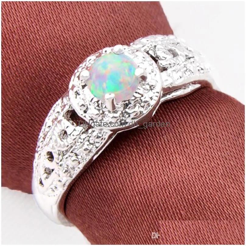10 pieces 1 lot luckyshine fashion women rings white fire opal gems silver rings russia american australia vintage rings