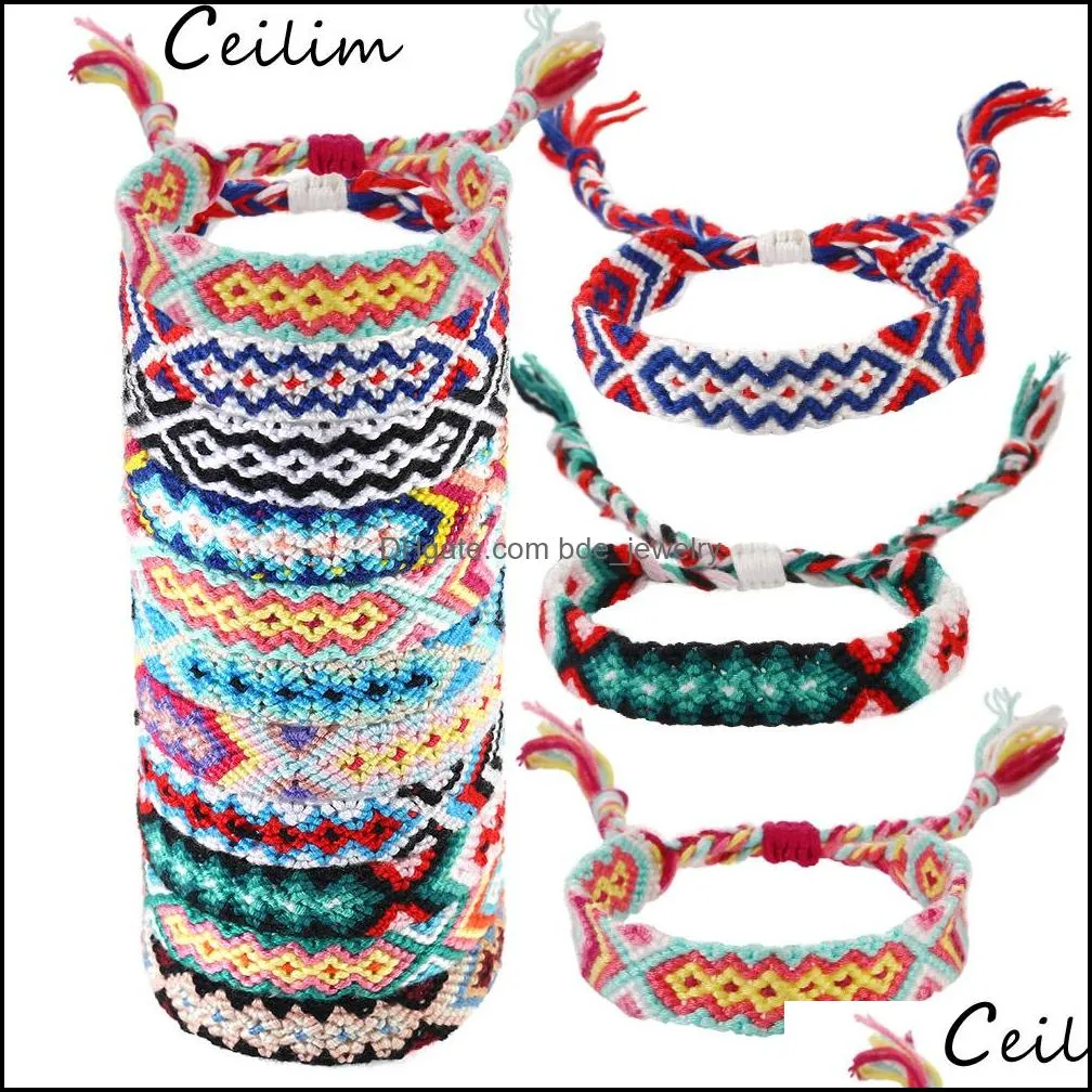 bohemia anklets colorful summer beach multicolor string cord woven braided friendship bracelets for women men wholesale jewelry 