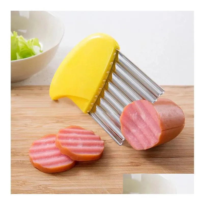 potato onion wave slicers wrinkled french fries salad corrugated cutting chopped potato slices knife kitchen product gadgets