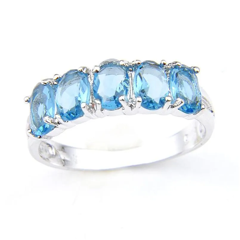 luckyshine arrival full oval sky blue topaz gemstone 925 sterling silver plated for women charm gift party rings jewelry r0434
