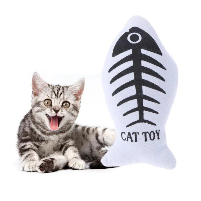 soft canvas plush creative fish shape cat toy gifts catnip fish stuffed pillow doll simulation fish playing toy for pet