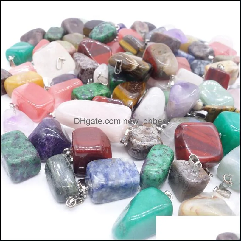 bulk natural crystal stone pendant for necklace jewelry making mix hexagonal prism bullet point cross heart drip quartz agate charm