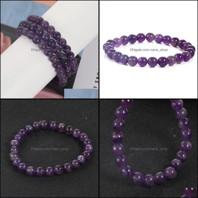 8mm natural stone round beads elasticity rope bracelets for men women high quality natural amethyst beads bracelet jewelry