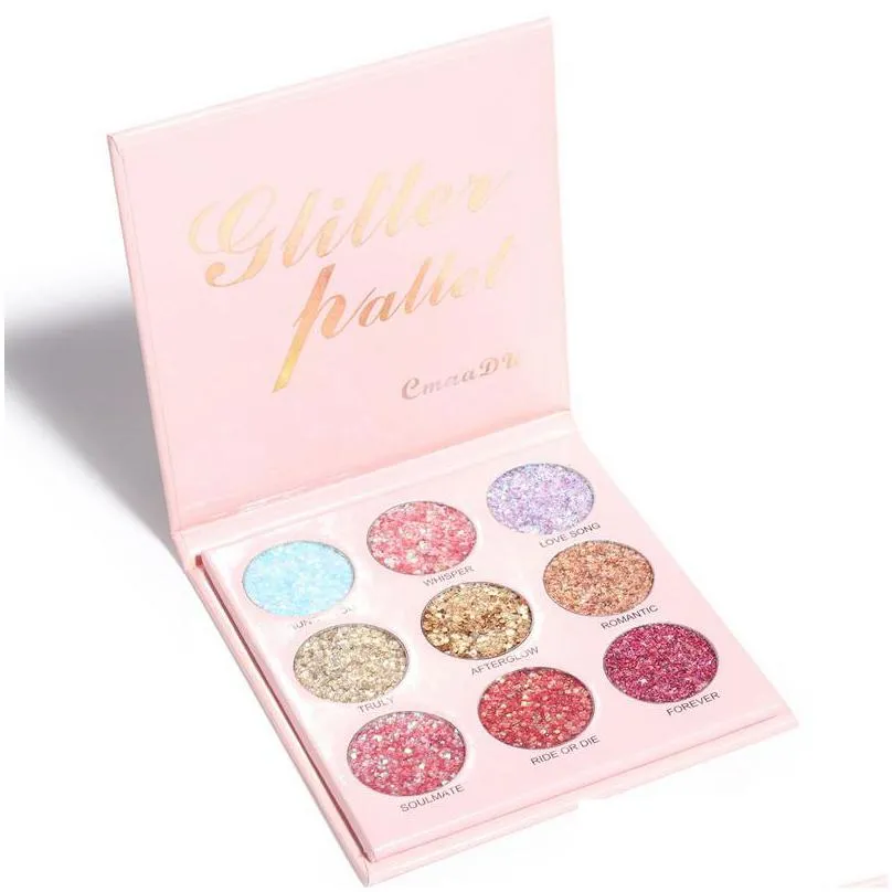 cmaadu 9 color glitter eyeshadow palette shimmer metallic full coverage illuminate and enhance your features coloris beauty makeup eye