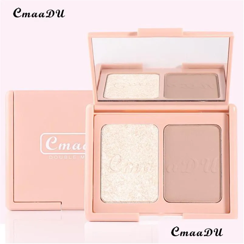 cmaadu two tone pink blush highlight powder contouring palette dlicate natural modify the face slightly drunk nude repair makeup